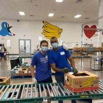 People working on food distribution