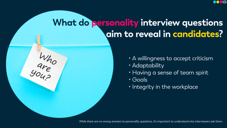 What personality interview questions aim to reveal in candidates