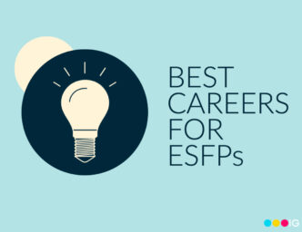 blog cover with text that says best careers for ESFPs and an image of a lightbulb
