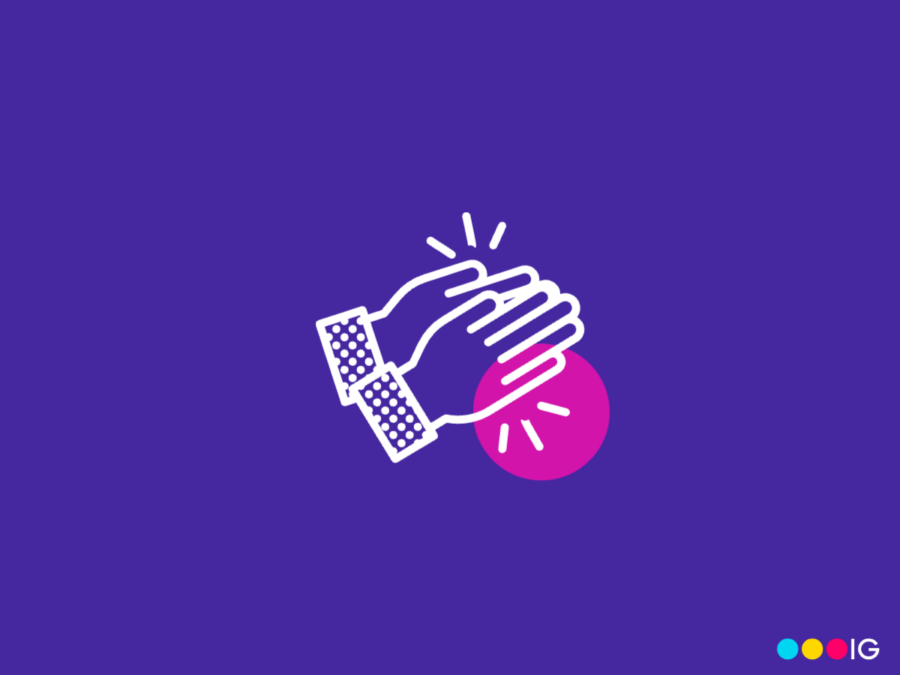 An icon of hands clapping, which represents praise for an employee, a love language at work for some.