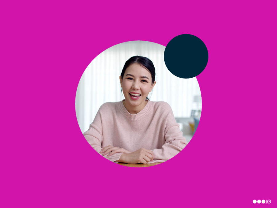 woman smiling in an interview