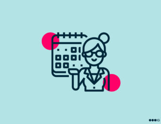 graphic of an administrative assistant next to a calendar