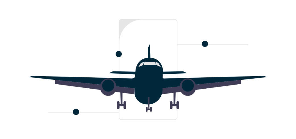 An illustration of an airplane symbolizing the types of positions a logistics staffing service can fill.