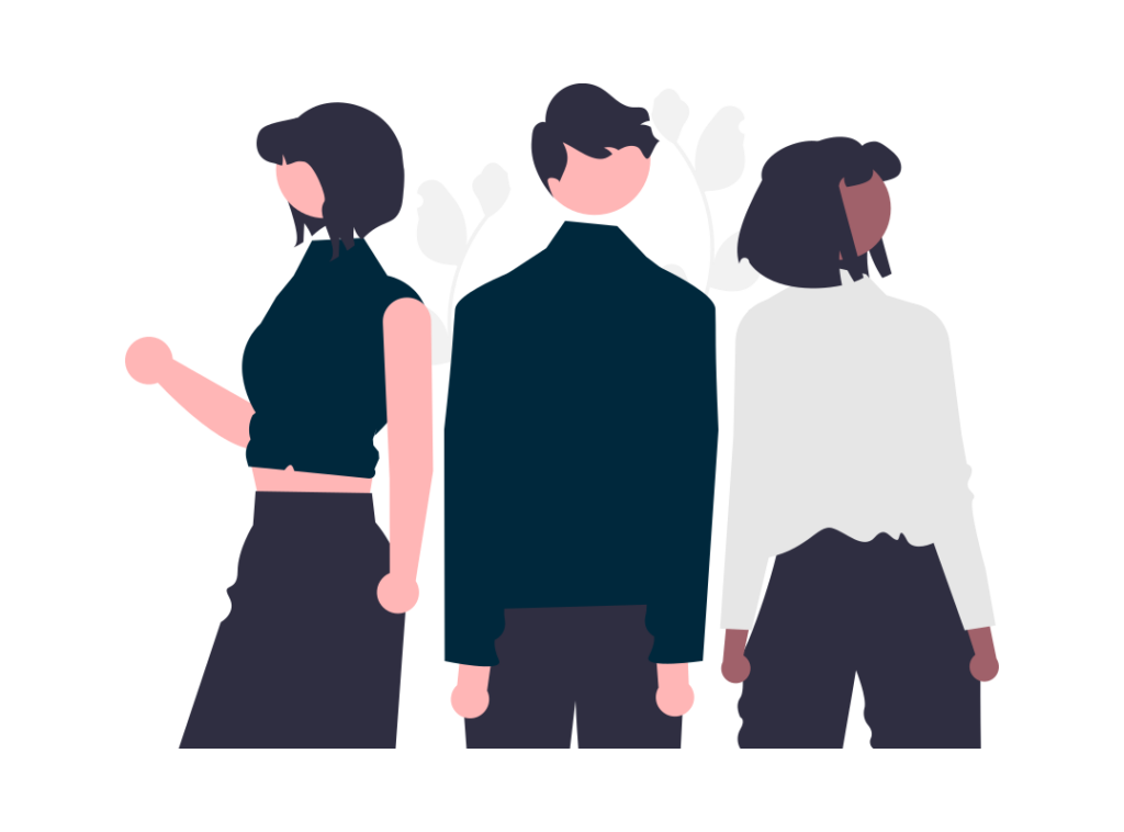 An illustration of three people that were placed by a marketing staffing agency.