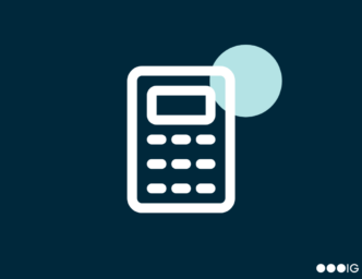 Navy blue background. Light blue accent circle. Line design of a calculator. Insight Global logo.