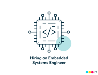 White background. Light blue accent circle. Insight Global logo. Line drawing of an embedded system. Title: Hiring an Embedded Systems Engineer
