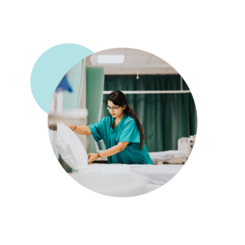 Image of a travel nurse working