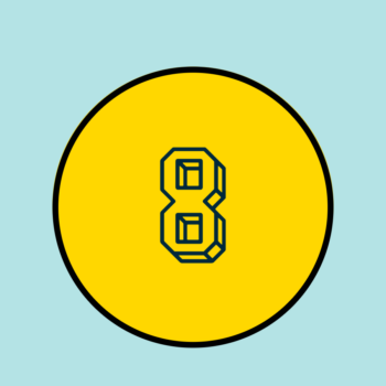 icon image of the number 8 to represent enneagram type 8 within a yellow circle