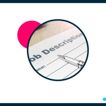 Navy border. White background. Magenta accent circle. Circle crop of a job description photo. Insight Global logo.