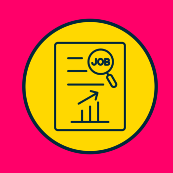 icon of job statistics on yellow circle