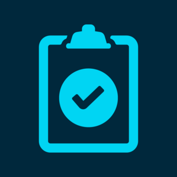blue icon of a checkboard with a checkmark to represent QA analyst interview questions