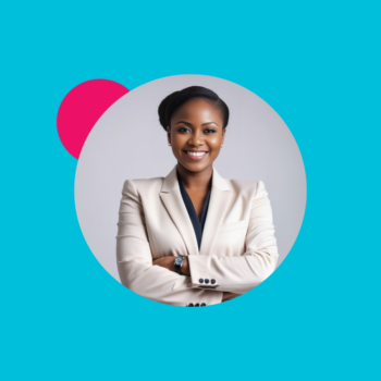 black woman with short hair wearing a tan suit smiling at the audience on an insight global blue background can your linkedin profile help even if you're not looking for a job right now